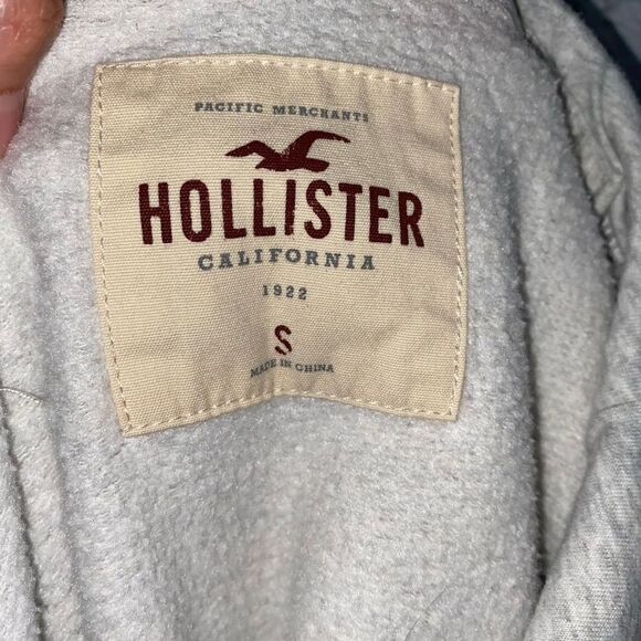 Hollister pullover hoodie w/drawstring & front pockets grey sz small men - Picture 6 of 7